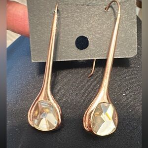 Robert Lee Morris Rose Gold Teardrop Earrings with Citrine-Tone Stones
